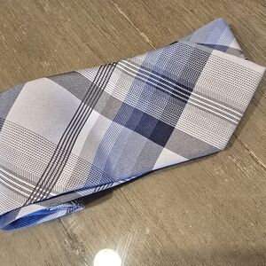 Calvin Klein Blue and Gray Checkered Tie